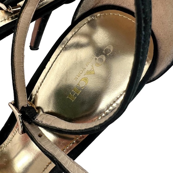 Coach Open Front Black Suede Stiletto Heel Size 9.5 EUC - Picture 6 of 12